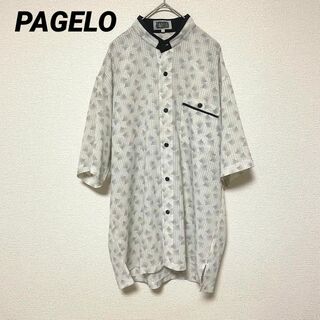 パジェロ(PAGELO)のe50 PAGELO 襟なし ノーカラー カジュアルシャツ 総柄 半袖 薄手(シャツ)