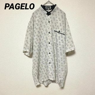 パジェロ(PAGELO)のe50 PAGELO 襟なし ノーカラー カジュアルシャツ 総柄 半袖 薄手(シャツ)