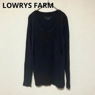 ローリーズファーム(LOWRYS FARM)のe53 ローリーズファーム トップス 長袖 無地 黒 シンプル コットン100%(カットソー(長袖/七分))