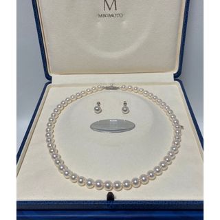 ミキモト(MIKIMOTO)のミキモト　K18  7.5〜8㎜　パールネックレス　イヤリングセット　美品(ネックレス)