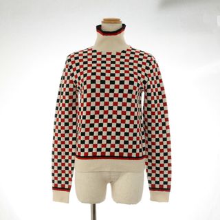 グッチ(Gucci)の美品 グッチ ブロック チェック 格子柄 ハイネック ニット シルク アパレル 服 長袖 ブラック 人気 レディース TFT 0622-1F2(ニット/セーター)