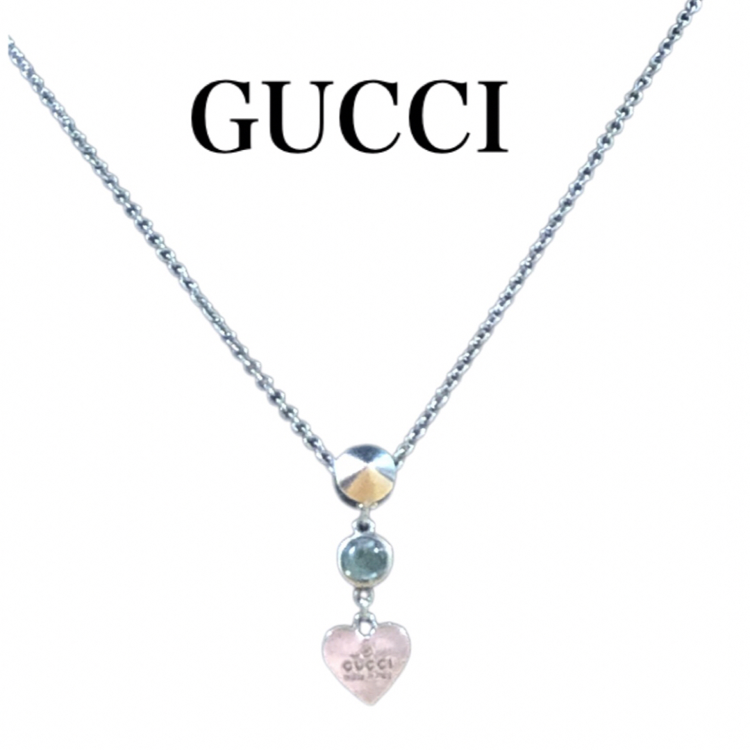 Gucci - GUCCI グッチ ハートモチーフ ネックレス ブルートパーズ