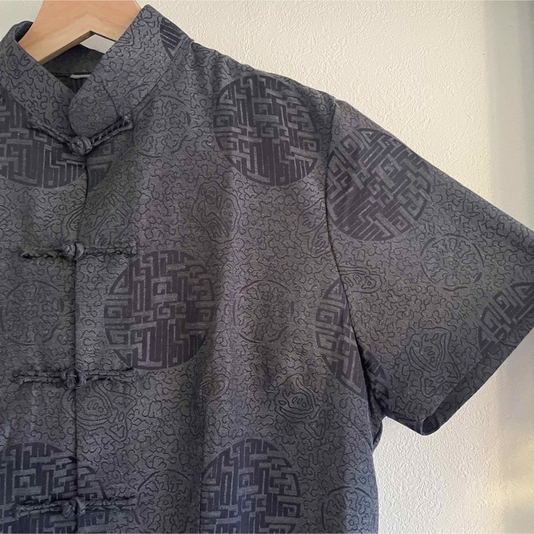 ヴィンテージ チャイナトップス 灰色🩶 レディースのトップス(シャツ/ブラウス(半袖/袖なし))の商品写真