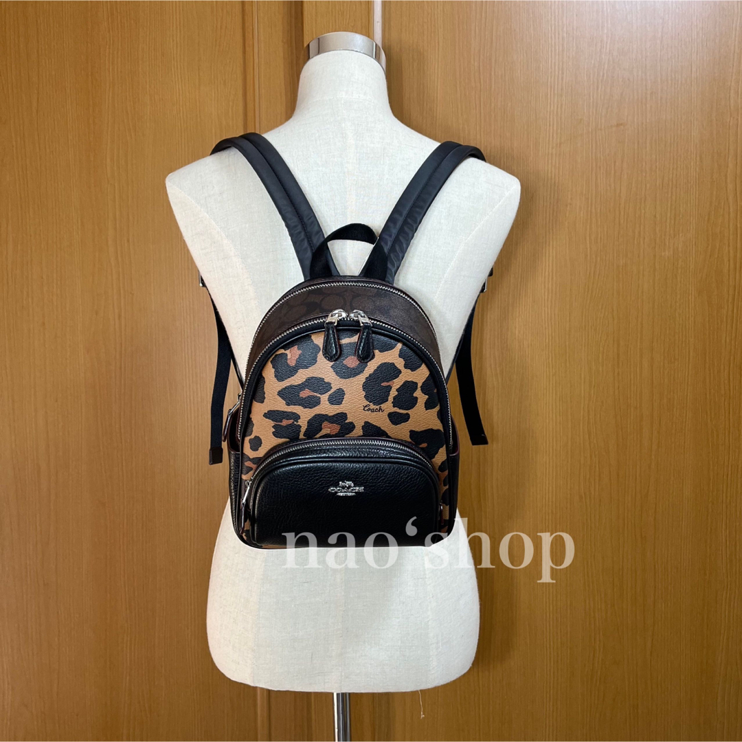 新品】COACH コーチ ミニ リュック バックパック レオパード-