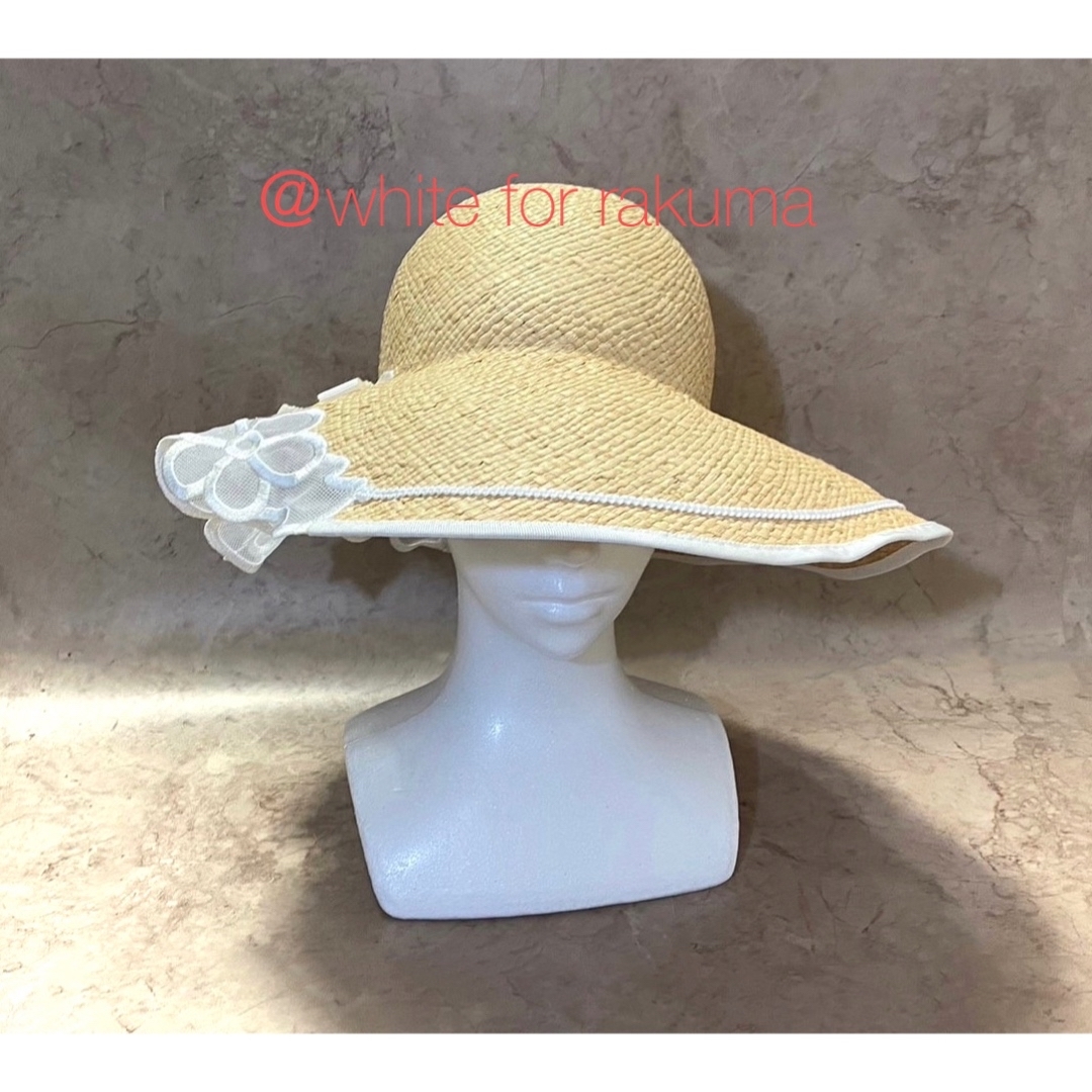 CA4LA(カシラ)の《ご成約》新品未使用 日本製 チュールレース装飾 つば広女優帽サマーハット レディースの帽子(麦わら帽子/ストローハット)の商品写真