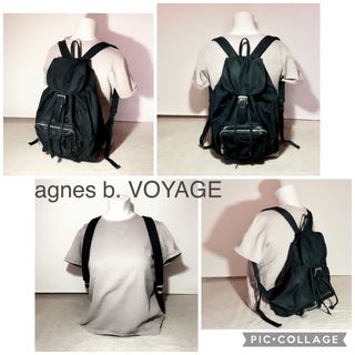 agnes b. - agnes b. VOYAGE リュック ブラック ナイロン ×レザー 巾着 ...