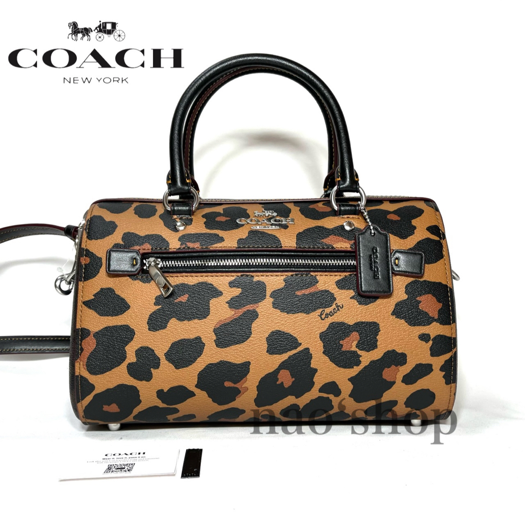 【新品】COACH コーチ 2way ショルダーバッグ レオパード プリントcoach黒通勤通学