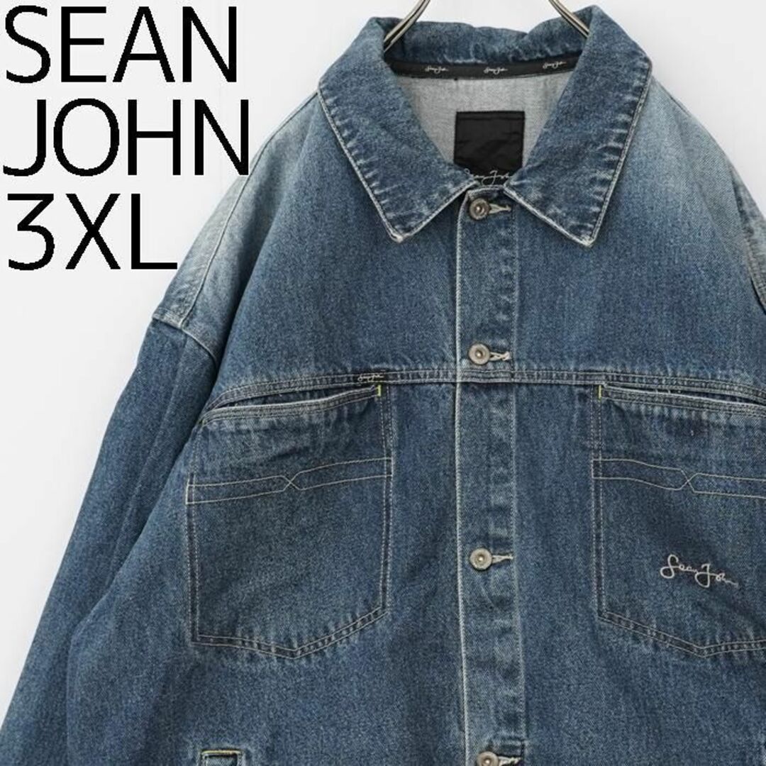 Sean John - SEAN JOHN ショーンジョン ロゴ刺繍デニムジャケット 3XL