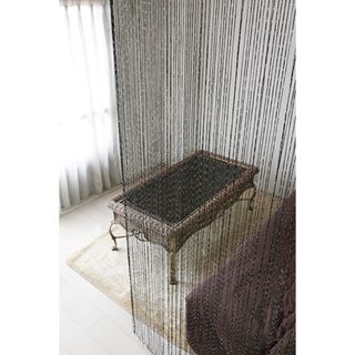 実にオシャレ❤️キラキラ光る ストリングカーテン ひものれん (ブラック)(のれん)