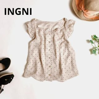 イング(INGNI)のイング【INGNI】大人可愛い♪ドット柄ブラウス　フリル袖(シャツ/ブラウス(半袖/袖なし))