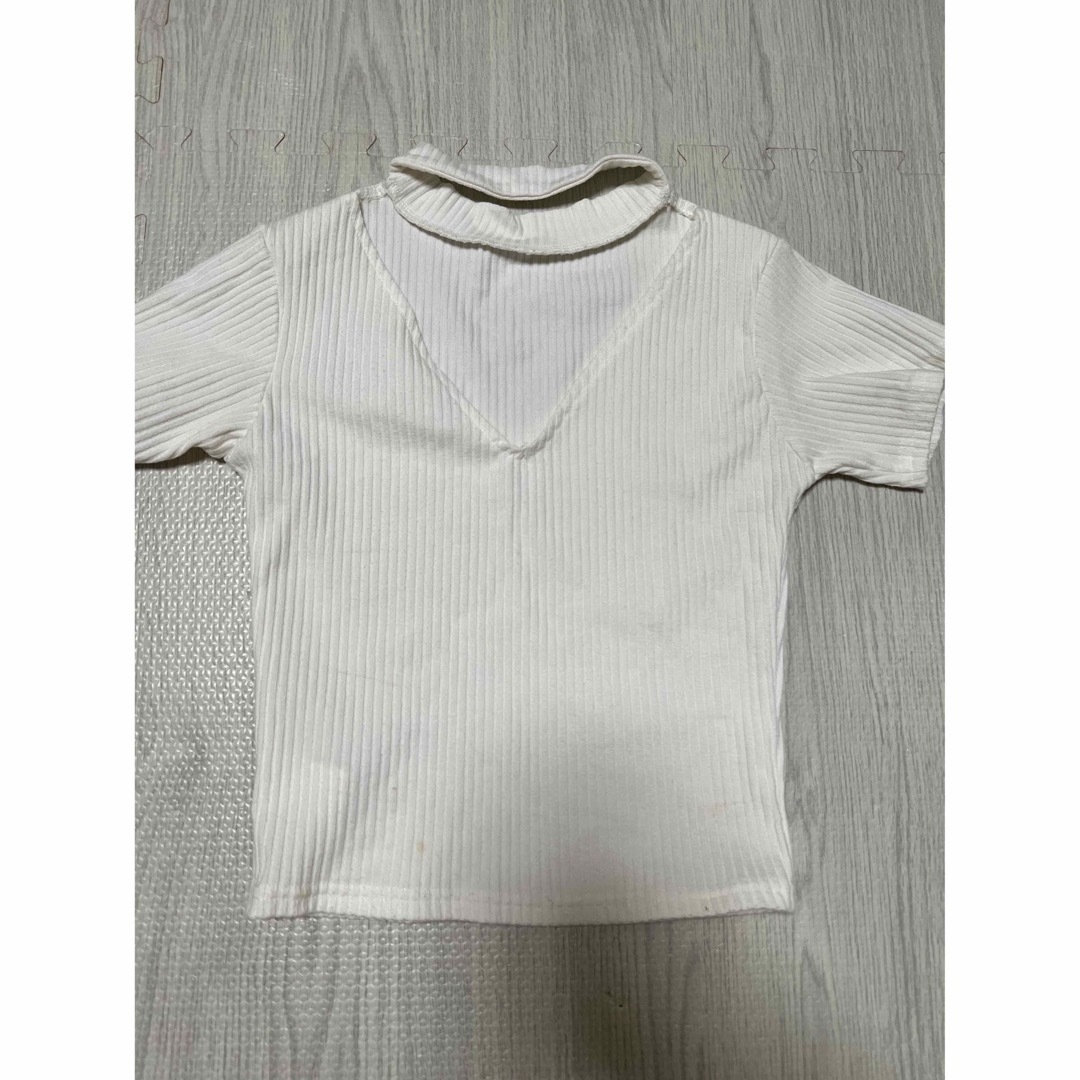GYDA(ジェイダ)のGYDA チョーカーネック　リブ半袖トップス　ホワイト メンズのトップス(Tシャツ/カットソー(半袖/袖なし))の商品写真