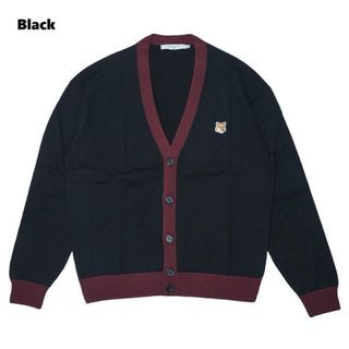 メゾンキツネ(MAISON KITSUNE')のMAISON KITSUNE(メゾンキツネ) JM00506KT1036 フォックスヘッド パッチ バイカラー カーディガン Black(カーディガン)