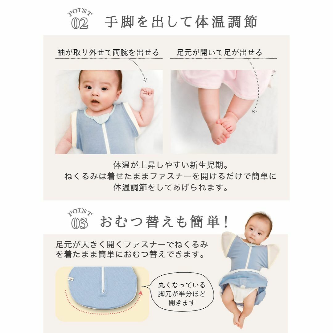 ねくるみ 袖が外れてママも安心して眠れるおくるみ IHDI (国際股関節異形成協 キッズ/ベビー/マタニティの寝具/家具(その他)の商品写真