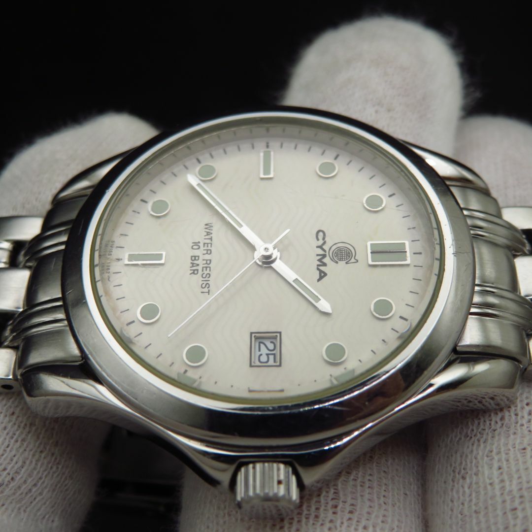 CYMA(シーマ)のCYMA 腕時計 デイト ねじ込みリューズ スクリューバック 蛍光針 メンズの時計(腕時計(アナログ))の商品写真