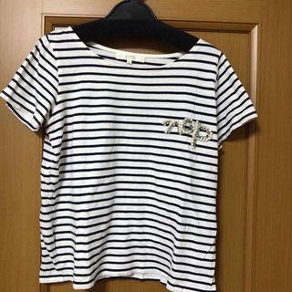 グローブ(grove)のビジュー付きボーダーTシャツ(Tシャツ(半袖/袖なし))