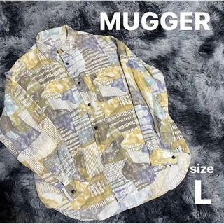 MUGGER （L）レトロ 総柄シャツ 長袖  レーヨン100(シャツ)