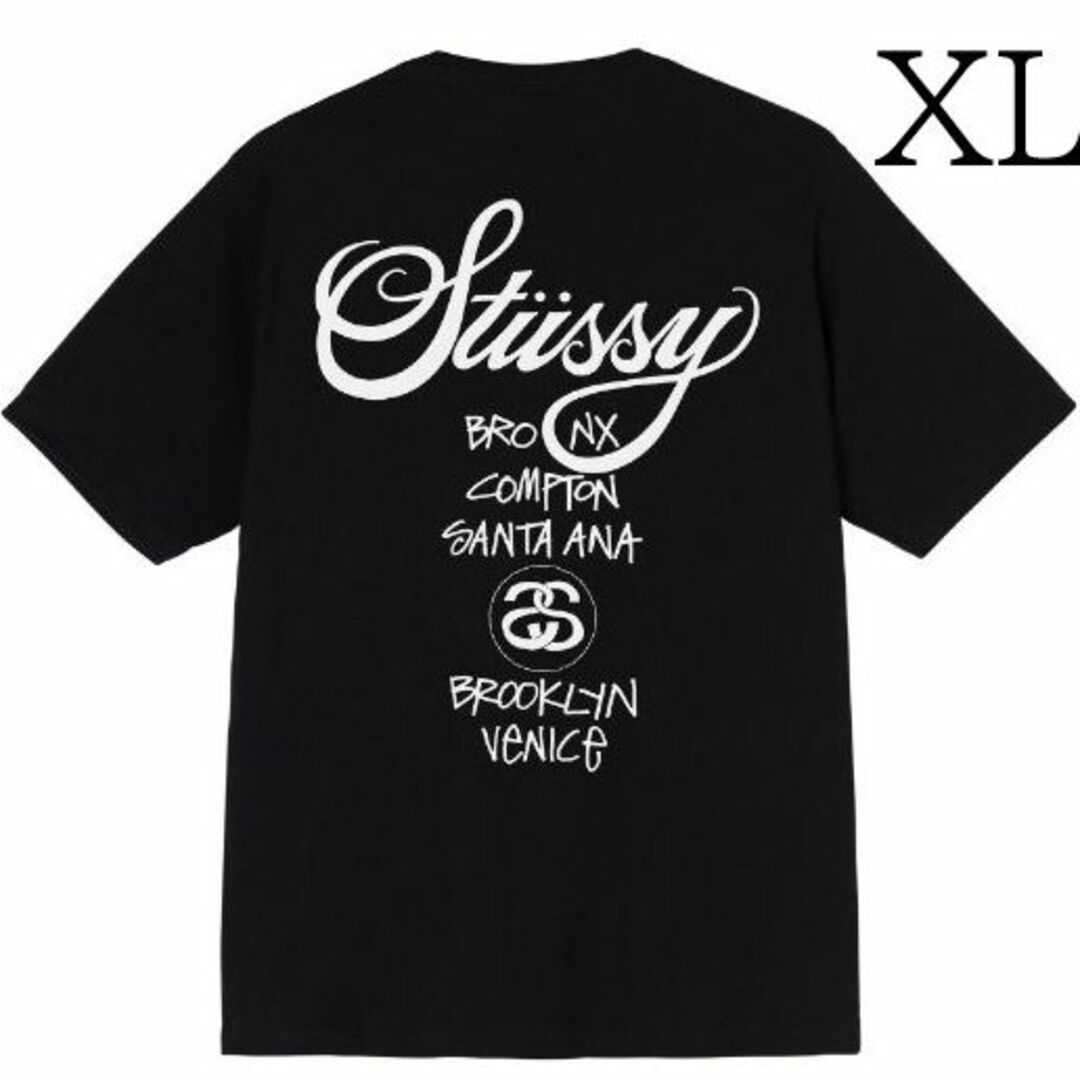 STUSSY   夏物処分セール♬ STUSSY World Tour Tee XLサイズ／黒の