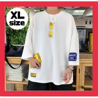 メンズ 白 Tシャツ XL オーバーサイズ 韓国 半袖 トップス ストリート(Tシャツ/カットソー(半袖/袖なし))