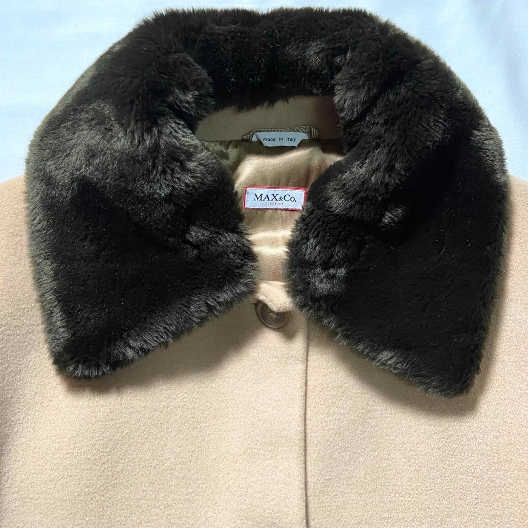 Max & Co.(マックスアンドコー)のイタリア製 MAX&Co. ロングコート 40 襟ファー付き キャメル レディースのジャケット/アウター(ロングコート)の商品写真