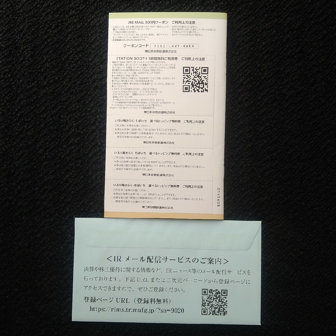 JR(ジェイアール)のJR東日本株主優待割引/サービス券 インテリア/住まい/日用品のインテリア/住まい/日用品 その他(その他)の商品写真