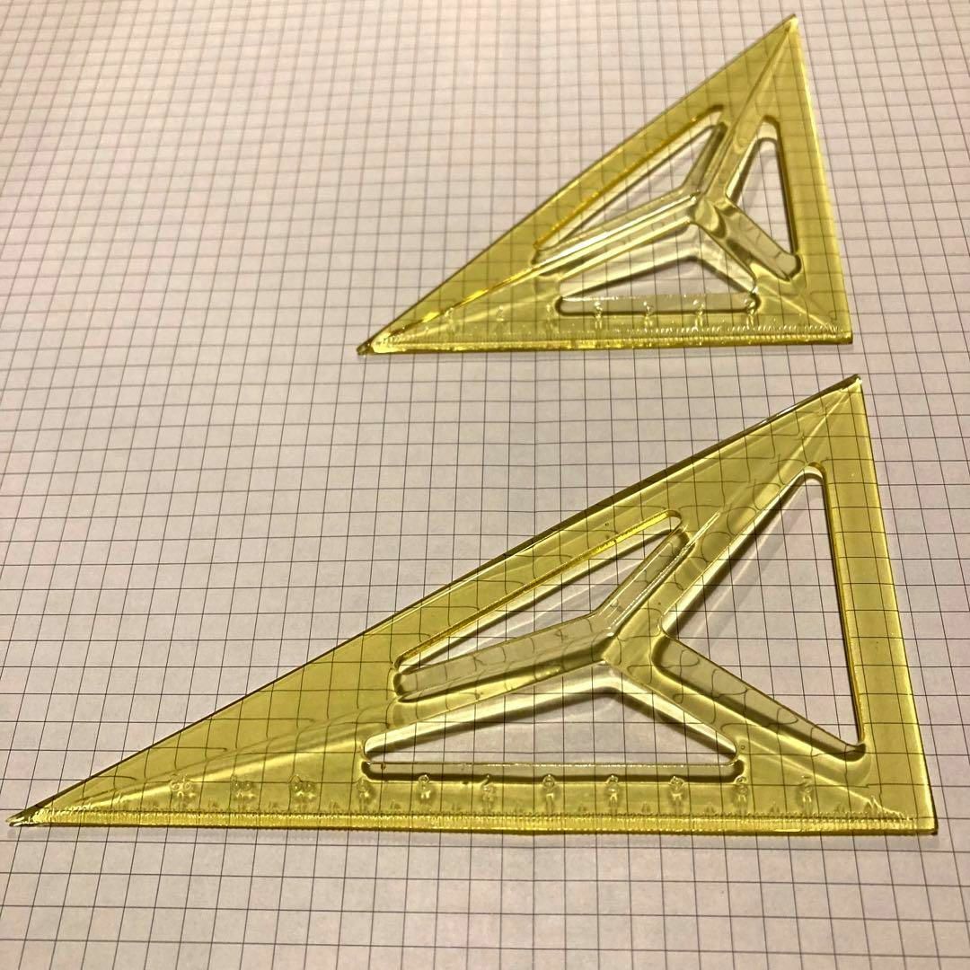 三角定規 立体 セット 建築士 製図 クリアイエロー