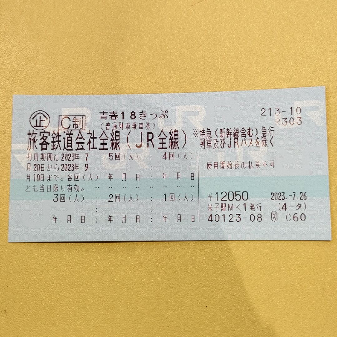 青春18きっぷ 2回分 2023年9月10日まで　8/7～発送可能　返却不要