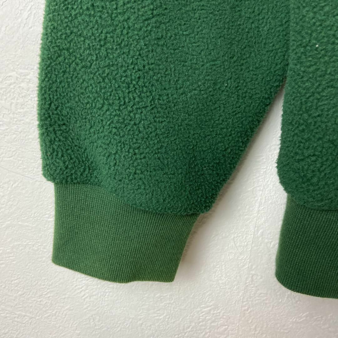 【人気グリーン】adidasフリースパーカー古着両面刺繍ロゴ緑ストリートM長袖