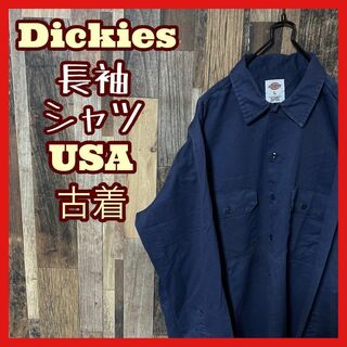 ディッキーズ ワーク メンズ ロゴ L シャツ USA古着 90s 長袖