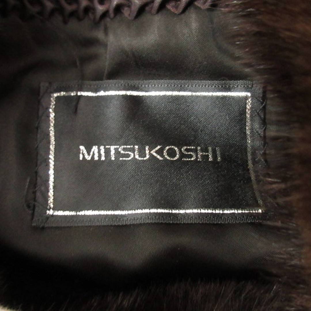 ミツコシ ミンクファー 毛皮コート ショート丈 比翼 シェアード 11 L 4