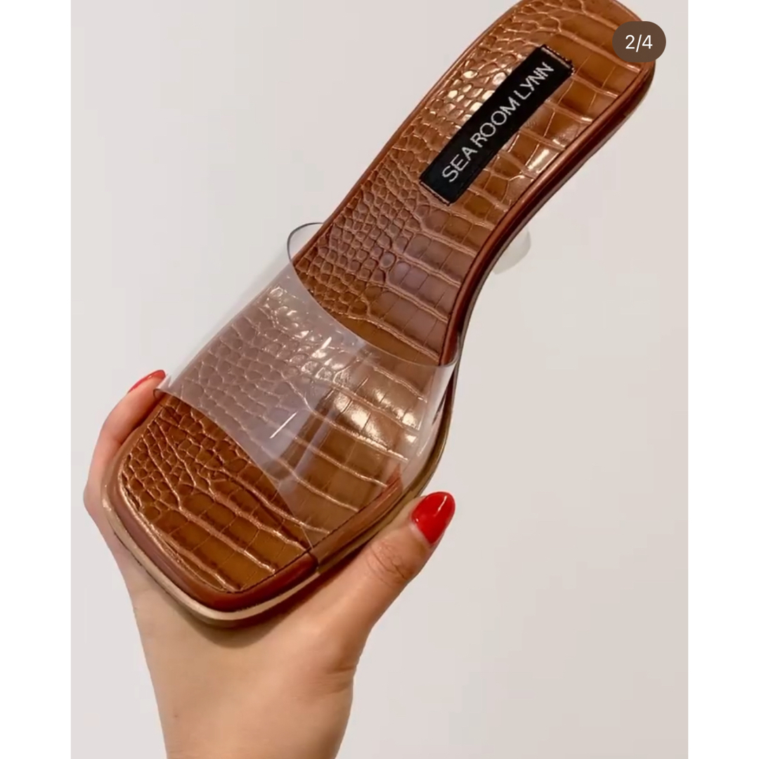 SeaRoomlynn(シールームリン)のシールームリン clearクロコミュールサンダル　ハイヒール　スクエアトゥ レディースの靴/シューズ(ミュール)の商品写真