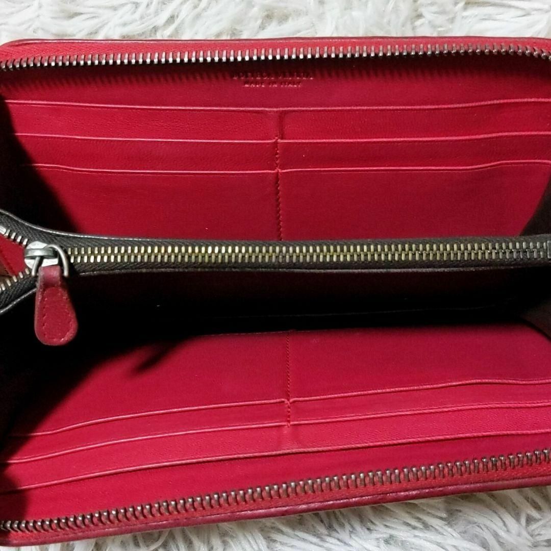 Bottega Veneta - 美品 BOTTEGA VENETA 長財布 ラウンドジップ 赤
