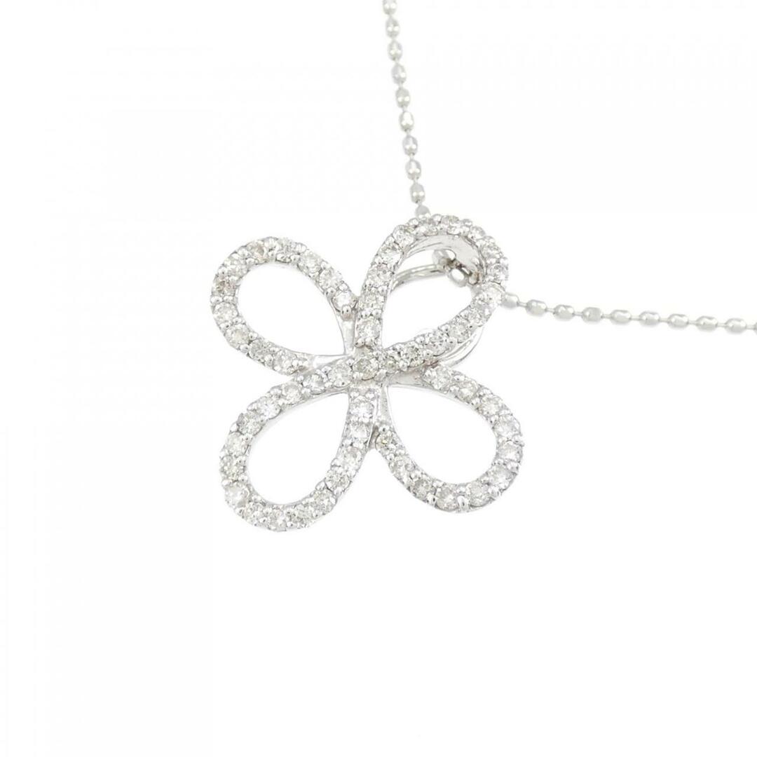 K18WG クローバー ダイヤモンド ネックレス 0.30CT