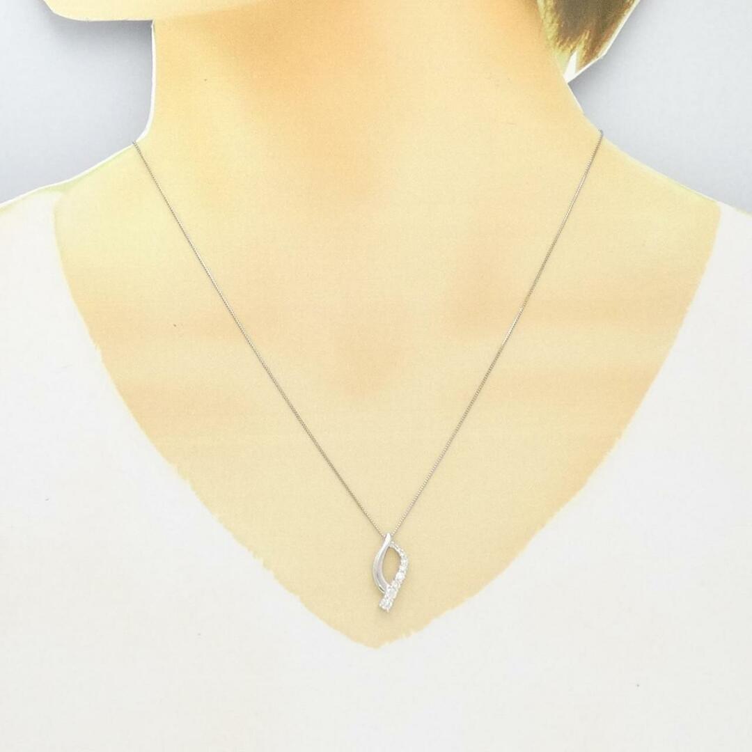 K18WG スリーストーン ダイヤモンド ネックレス 0.30CT