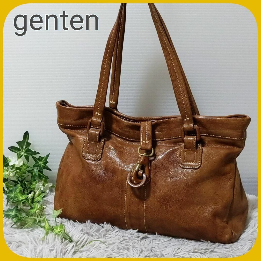 genten - 美品 genten トート ハンド バッグ 牛革 レザー 茶 ゲンテン