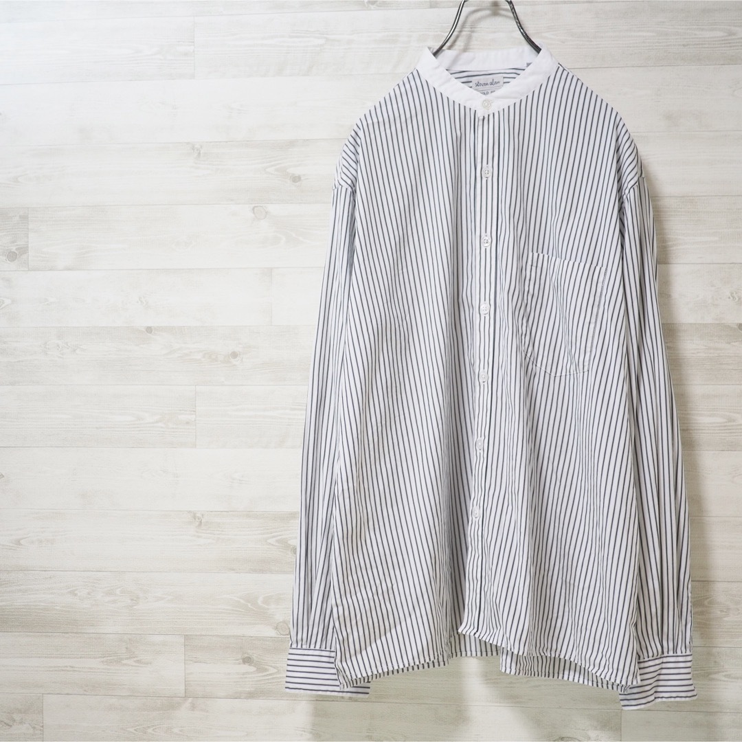 STEVEN ALAN 17SS Stripe Cleric B/C Shirt