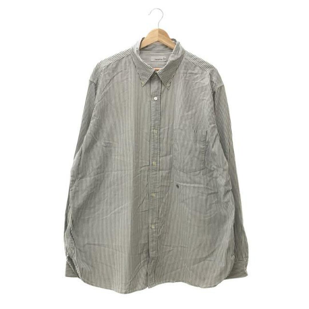 【美品】  nanamica / ナナミカ | Button Down Stripe Wind Shirt ボタンダウン ストライプ ウインド シャツ | XL | ネイビー | メンズTシャツ/カットソー(七分/長袖)