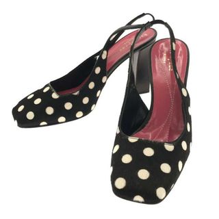 【美品】  KATE SPADE / ケイトスペード | ハラコ ドット バックストラップ ヒールパンプス | 6 | ブラック / ホワイト | レディース(ハイヒール/パンプス)