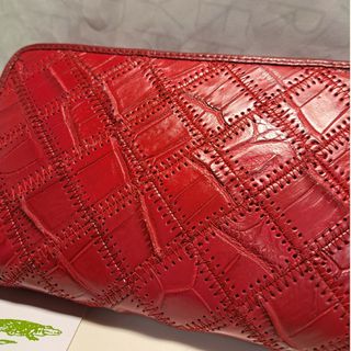 本物ナイル☆クロコダイル 本革☆パッチワーク☆ ラウンド 長財布