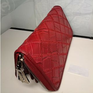 本物ナイル☆クロコダイル 本革☆パッチワーク☆ ラウンド 長財布