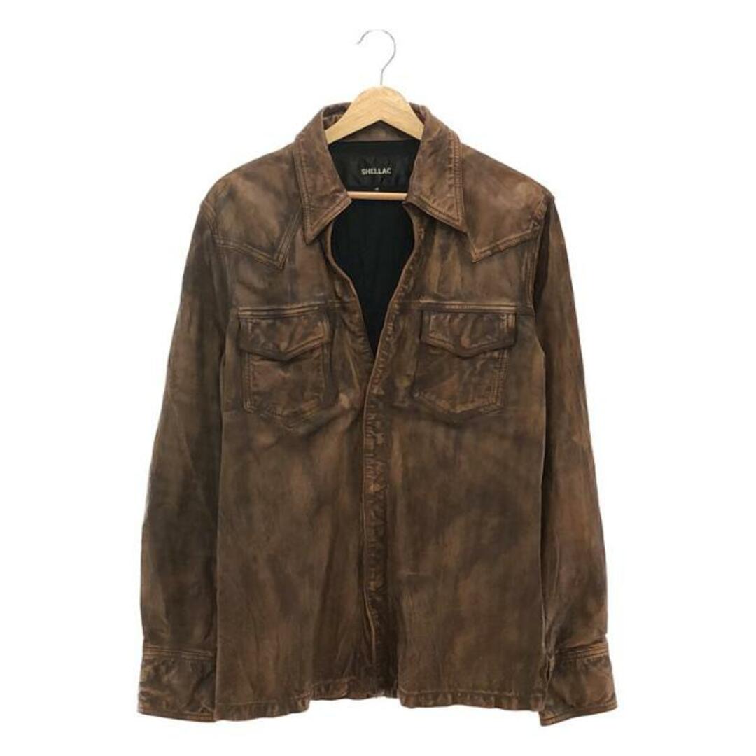 SHELLAC レザージャケット Leather Jacket 48 ブラウンサイズ