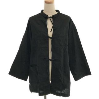 ネストローブ(nest Robe)の【新品】  nest robe / ネストローブ | UPCYCLELINO リネン シャツジャケット | F | BLACK | レディース(その他)