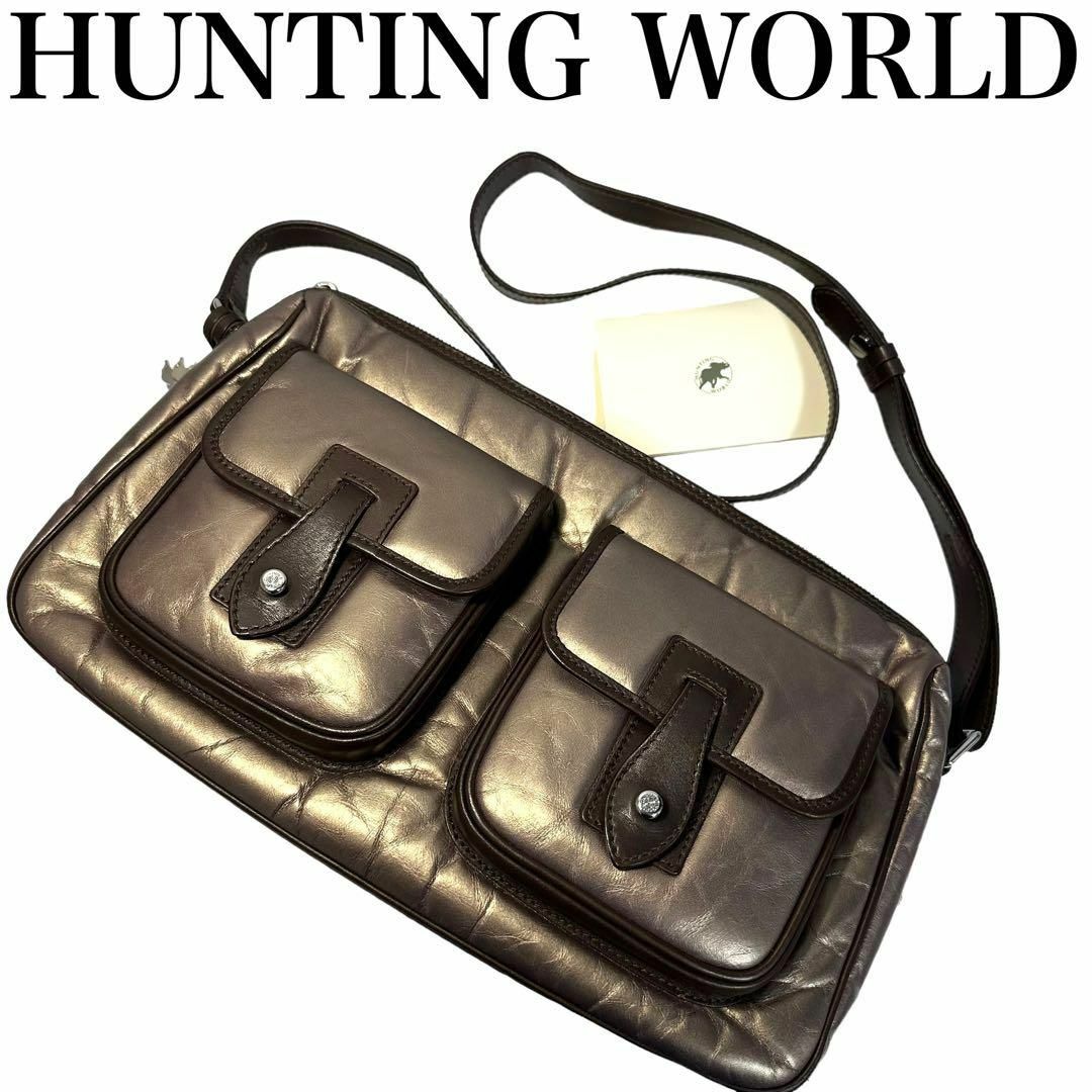 HUNTINGWORLD バチュークロス　ショルダーバッグ　ダブルポケット