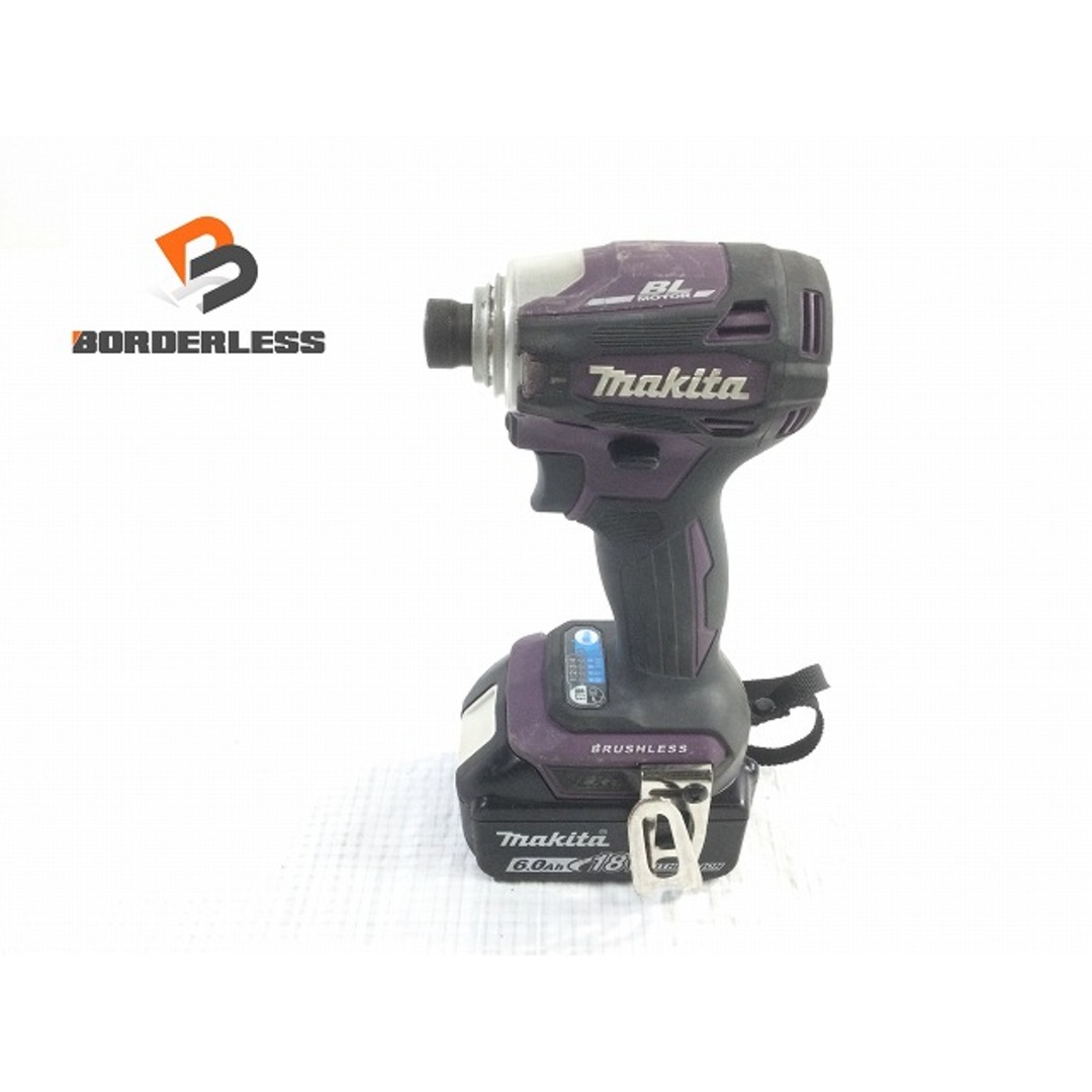 ☆品☆makita マキタ 18V 充電式インパクトドライバー TD172D 紫/パープル 6.0Ahバッテリー1個(BL1860B)付 コードレス 75887工具