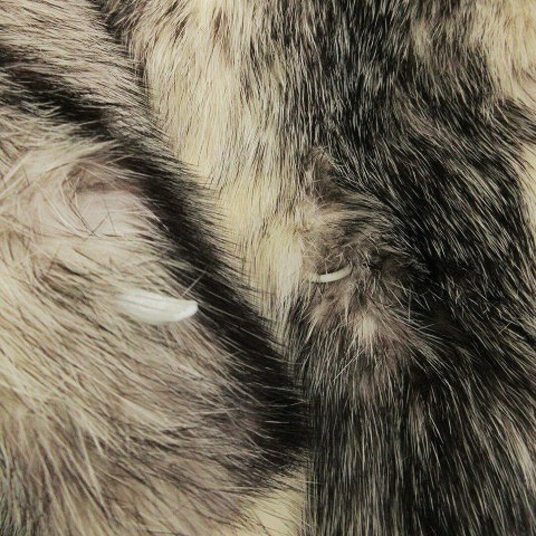 エンバ 毛皮コート ショート丈 ミンクファー 裏地刺繍 クリーム ベージュ