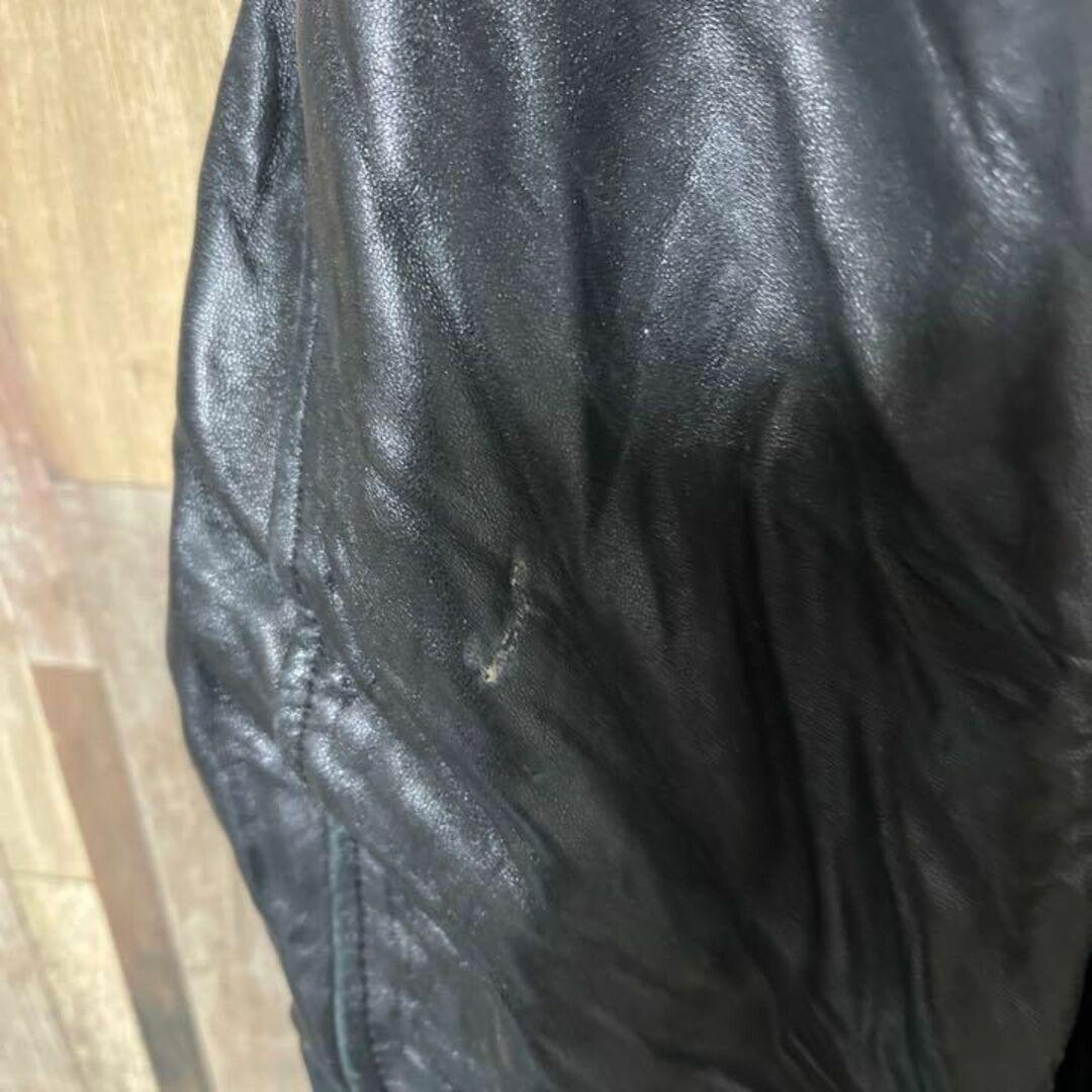 レディース 革ジャン レザー XL ブラック  90s 長袖 ジャケット