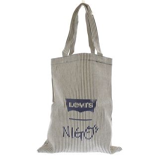 リーバイス(Levi's)のLevi's リーバイス ×NIGO HICKORY STRIPE ロゴプリントヒッコリーストライプデニムトートバッグ ホワイト/ネイビー(トートバッグ)