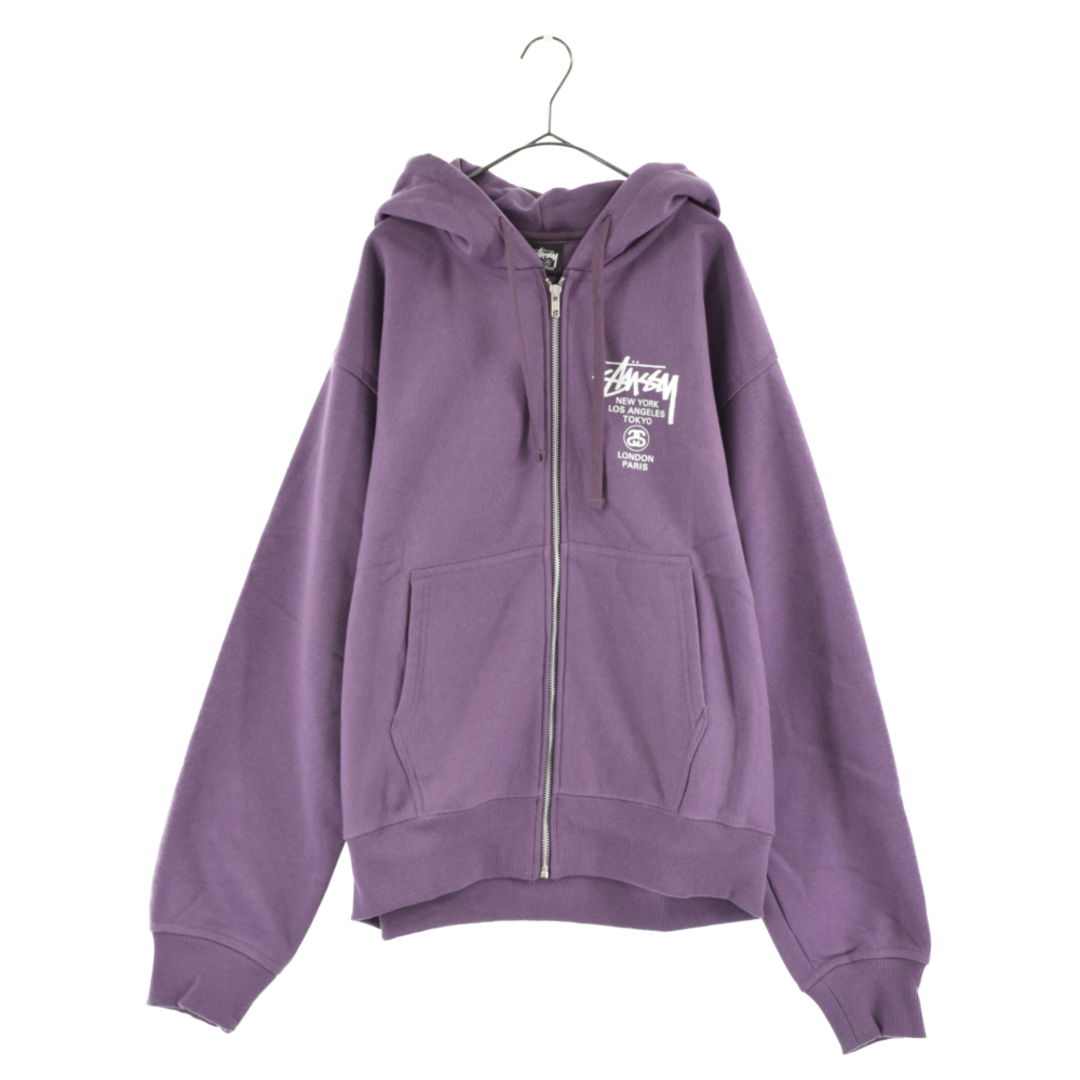 STUSSY ステューシー WORLD TOUR ZIP HOOD Grape ワールドツアーロゴジップアップパーカー パープル 3973792 |  フリマアプリ ラクマ