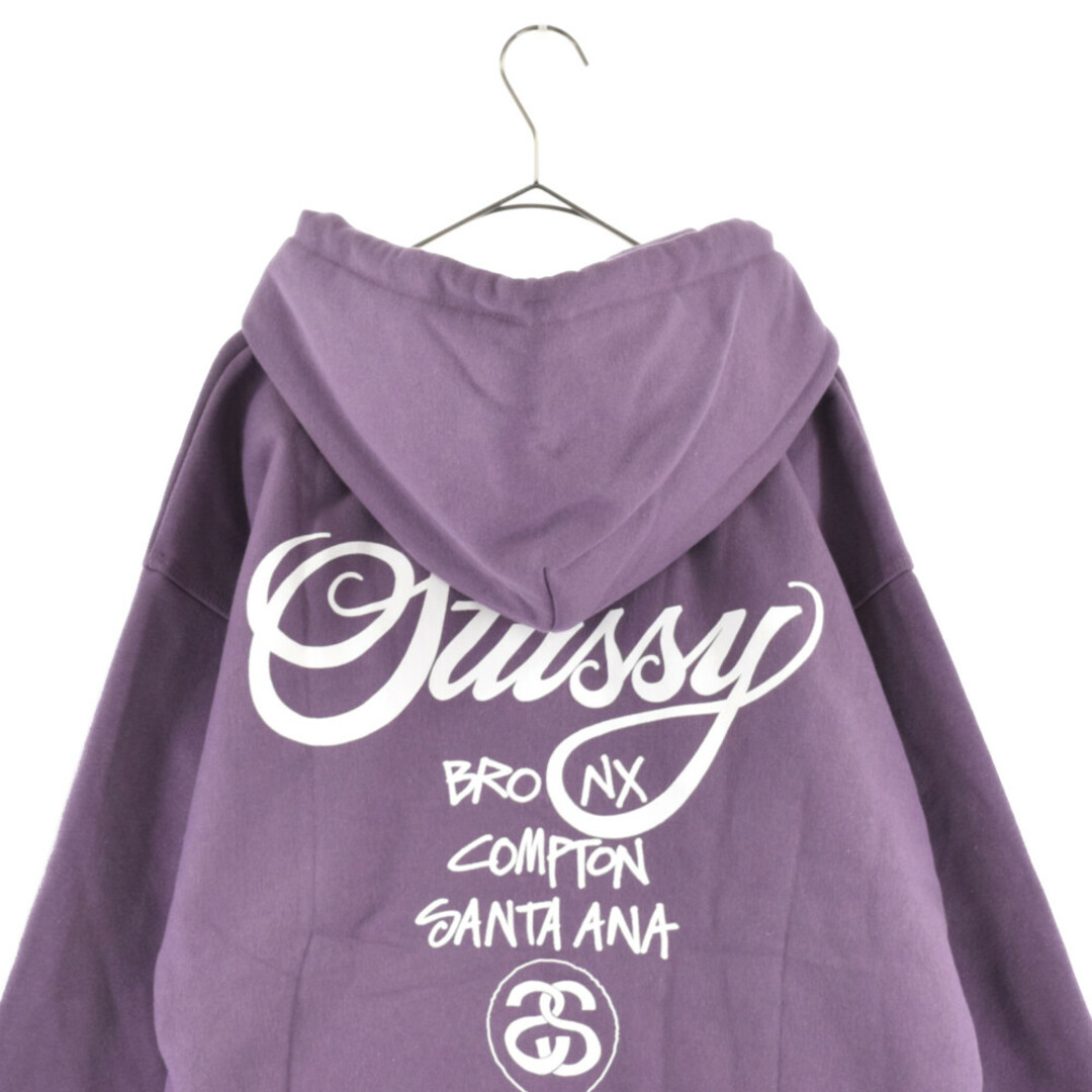 STUSSY(ステューシー)のSTUSSY ステューシー WORLD TOUR ZIP HOOD Grape ワールドツアーロゴジップアップパーカー パープル 3973792 メンズのトップス(パーカー)の商品写真