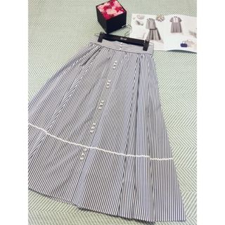 Rene 2023今季品♡ストライプ パールスカート34 ネイビー