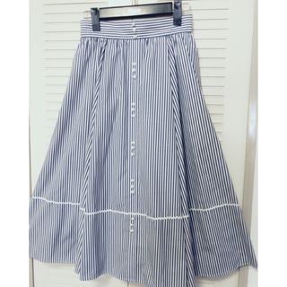 Rene 2023今季品♡ストライプ パールスカート34 ネイビー